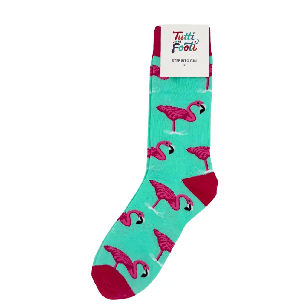 Sokken met Flamingos, groen met roze