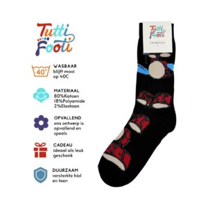 Drumstel sokken - Zwart design met blauwe noten, maat 37-41