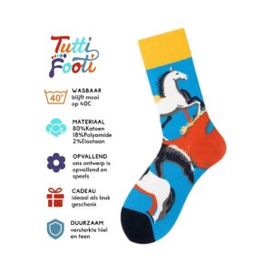 paarden sokken set van 2 met paardenprint, maat 36-40